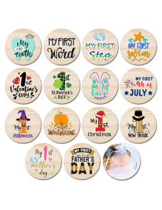 Tarjetas de Hitos Mensuales de Madera RORANIC - 7 Diseños