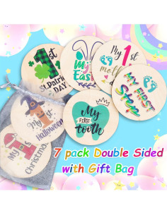 Tarjetas de Hitos Mensuales de Madera RORANIC - 7 Diseños 2