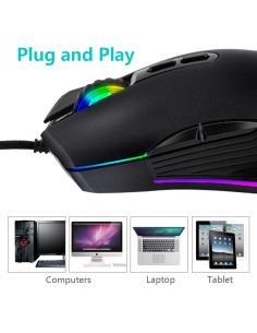 Ratón USB C IULONEE Ergonómico 3200 DPI RGB Negro 2