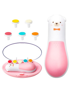 Cortador de Uñas Eléctrico Qunlions Rosa 6 en 1 para Bebés y Adultos