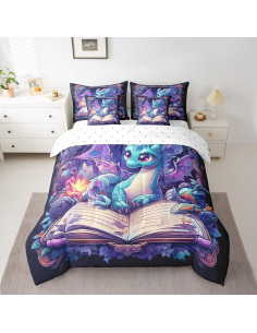Conjunto de Edredón Individual 7 Piezas Erosebridal Dragón Azul 2