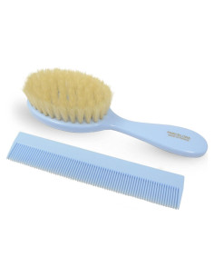 Combo Aseo Parcelona Azul Cepillo y Peine Seda Natural