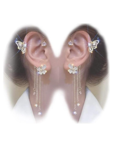 Aretes de Mariposa Clip de Oreja Sin Perforación LAKIYOYO 2 Pcs