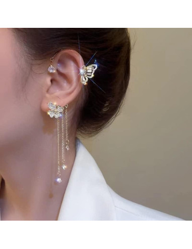 Aretes de Mariposa Clip de Oreja Sin Perforación LAKIYOYO 2 Pcs