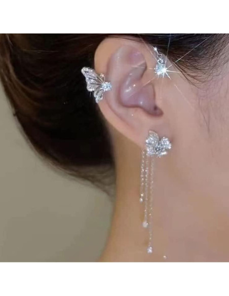 Aretes de Mariposa Clip de Oreja Sin Perforación LAKIYOYO 2 Pcs
