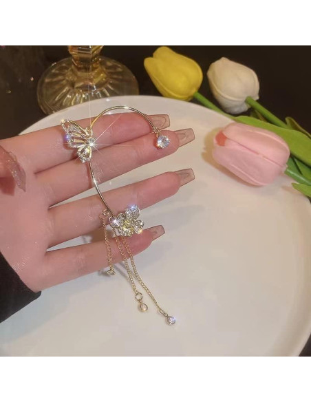 Aretes de Mariposa Clip de Oreja Sin Perforación LAKIYOYO 2 Pcs