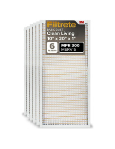 Filtro de Aire Plisado Filtrete 10x20x1 MPR 300 MERV 5 - Paquete de 6