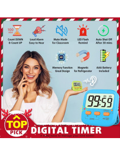 Temporizadores Digitales Magnéticos Azosowo - Paquete de 2 2