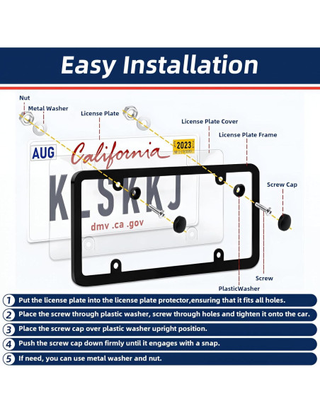 Paquete de 2 Cubiertas de Placas de Licencia SEARART - Protector Universal