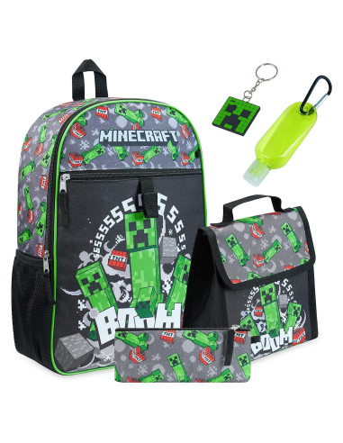 Conjunto Mochila Escolar Minecraft 4 y 6 Piezas Unisex