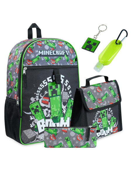 Conjunto Mochila Escolar Minecraft 4 y 6 Piezas Unisex