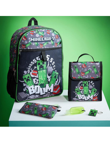 Conjunto Mochila Escolar Minecraft 4 y 6 Piezas Unisex