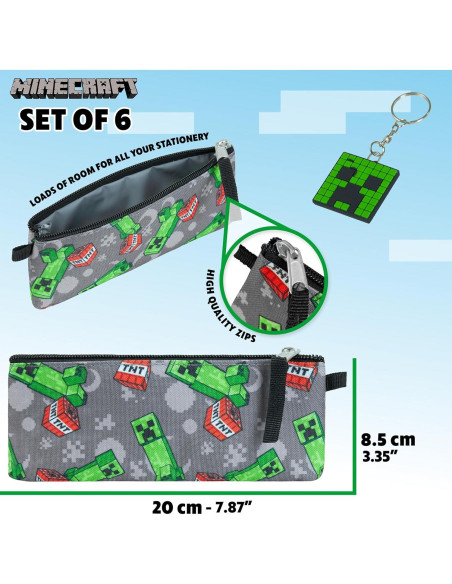 Conjunto Mochila Escolar Minecraft 4 y 6 Piezas Unisex