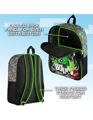 Conjunto Mochila Escolar Minecraft 4 y 6 Piezas Unisex