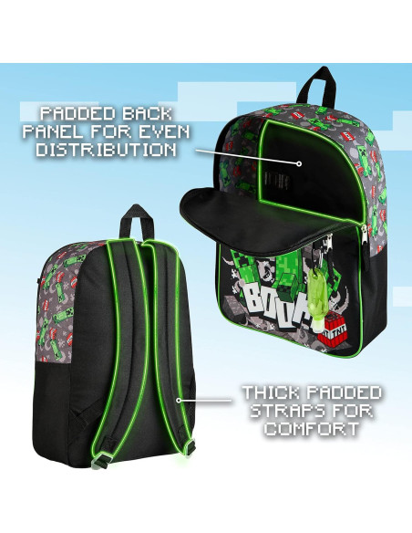 Conjunto Mochila Escolar Minecraft 4 y 6 Piezas Unisex