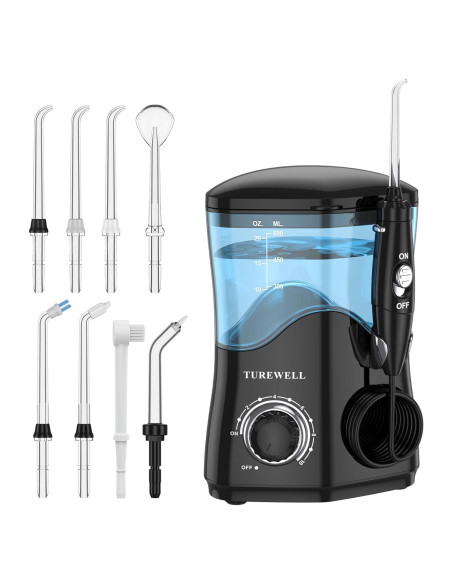 Irrigador Dental TUREWELL 600ML 8 Puntas 10 Niveles Presión Negro Irrigador Dental TUREWELL 600ML 8 Puntas 10 Niveles Presión Negro