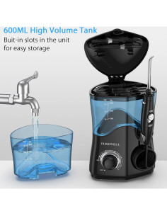 Irrigador Dental TUREWELL 600ML 8 Puntas 10 Niveles Presión Negro 2