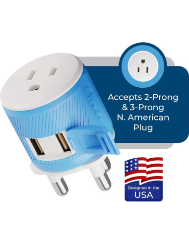 Adaptador de Enchufe de Viaje OREI Tipo M Sudáfrica USB Doble