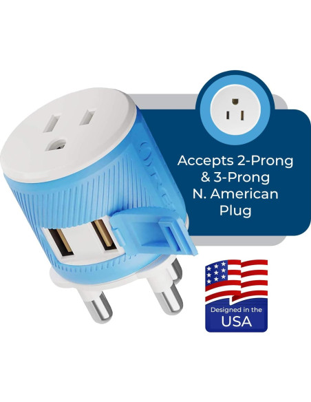 Adaptador de Enchufe de Viaje OREI Tipo M Sudáfrica USB Doble
