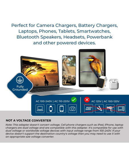 Adaptador de Enchufe de Viaje OREI Tipo M Sudáfrica USB Doble