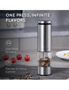 Molino eléctrico de sal y pimienta Flendy recargable 357g 2