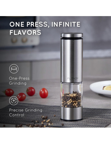 Molino eléctrico de sal y pimienta Flendy recargable 357g
