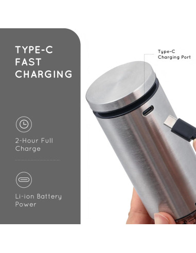 Molino eléctrico de sal y pimienta Flendy recargable 357g