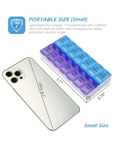 Organizador de Pastillas VOFOON Pequeño 7 Días AM PM Viaje 2