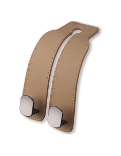 Gancho de bolso de cuero Jayanes para automóvil - Beige, 2 ganchos