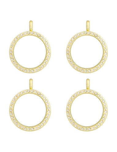 Encantos de Foto WANDIC 4 Piezas Locket Redondo Dorado 30mm