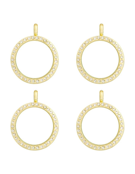 Encantos de Foto WANDIC 4 Piezas Locket Redondo Dorado 30mm