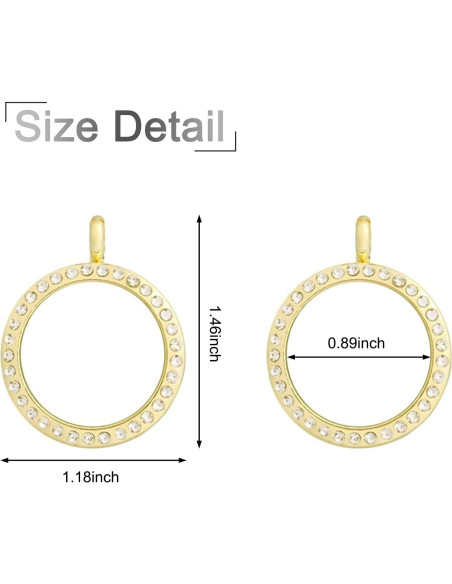 Encantos de Foto WANDIC 4 Piezas Locket Redondo Dorado 30mm