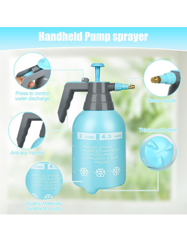 3 Pulverizadores de Mano TREEHAC 2L Azul - Boquilla Ajustable