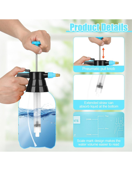 3 Pulverizadores de Mano TREEHAC 2L Azul - Boquilla Ajustable