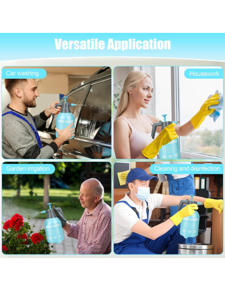 3 Pulverizadores de Mano TREEHAC 2L Azul - Boquilla Ajustable