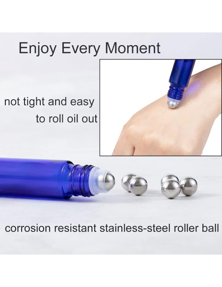 6 Botellas de Vidrio Azul 10ml con Rodillo ZIZEMOJA