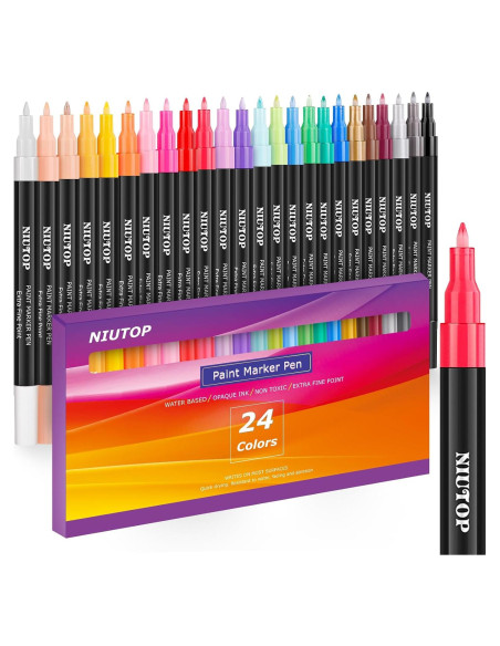 Marcadores de Pintura Acrílica Niutop 24 Colores Punta Fina
