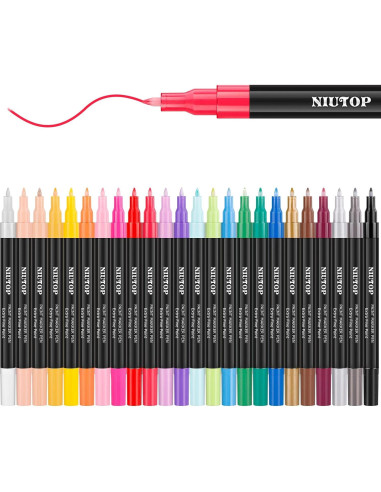 Marcadores de Pintura Acrílica Niutop 24 Colores Punta Fina