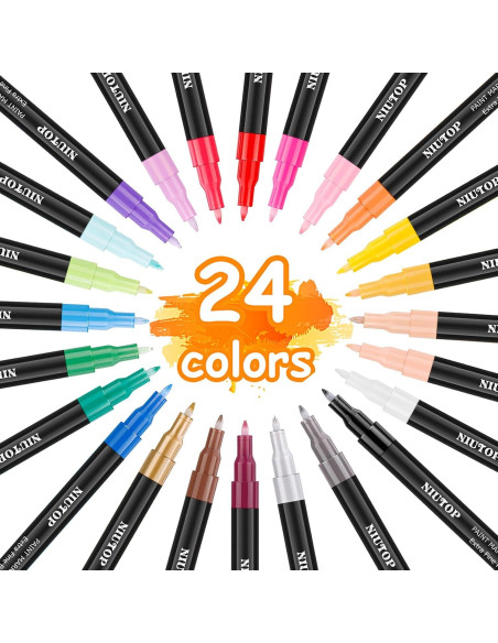 Marcadores de Pintura Acrílica Niutop 24 Colores Punta Fina