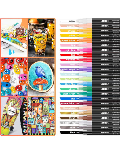 Marcadores de Pintura Acrílica Niutop 24 Colores Punta Fina