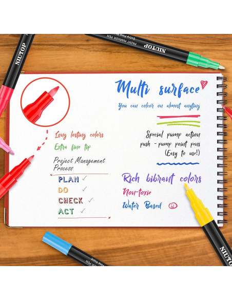 Marcadores de Pintura Acrílica Niutop 24 Colores Punta Fina