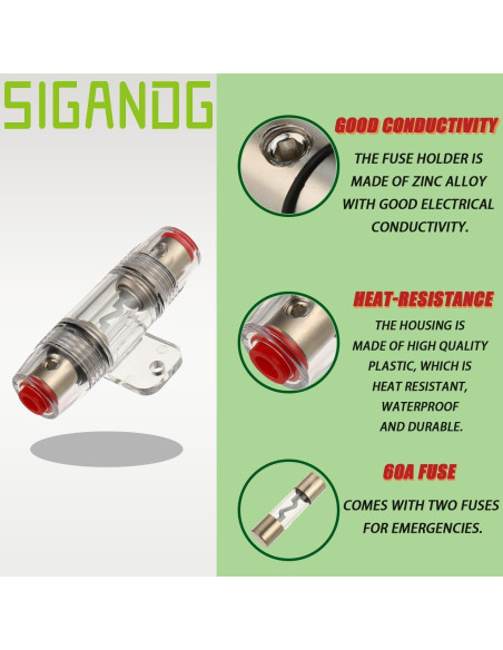 Soporte de Fusible AGU 20A SIGANDG con Cable Cobre 0.30m