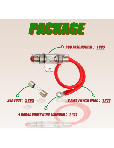 Soporte de Fusible AGU 20A SIGANDG con Cable Cobre 0.30m