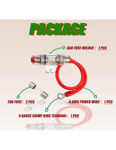 Soporte de Fusible AGU 20A SIGANDG con Cable Cobre 0.30m