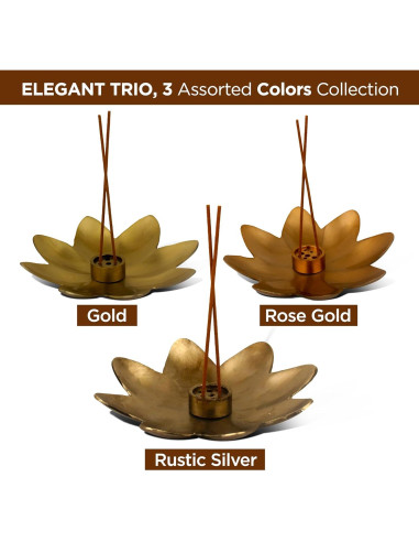 Soporte de Incienso Raajsee - Set de 3 Flores de Latón