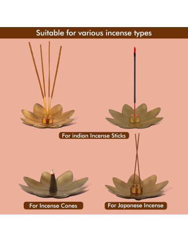 Soporte de Incienso Raajsee - Set de 3 Flores de Latón