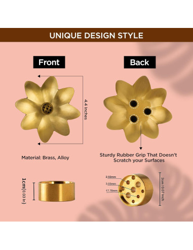 Soporte de Incienso Raajsee - Set de 3 Flores de Latón