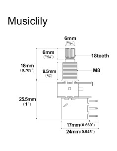 Potenciómetros Push/Pull Musiclily A250K para Guitarra Eléctrica - Juego de 2 2