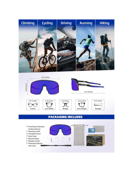 Gafas de sol deportivas polarizadas InnerKing UV400 para ciclismo