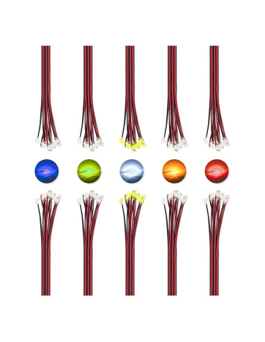 DiCUNO 100 Micro LED SMD 0805 Pre-cableados 16cm 5 Colores